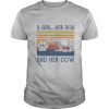 A girl her paw dog and her cow vintage retro shirt