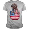 German wirehaired pointer pocket american flag independence day shirt