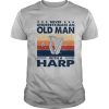 Never underestimate an old man with a harp vintage retro stars shirt