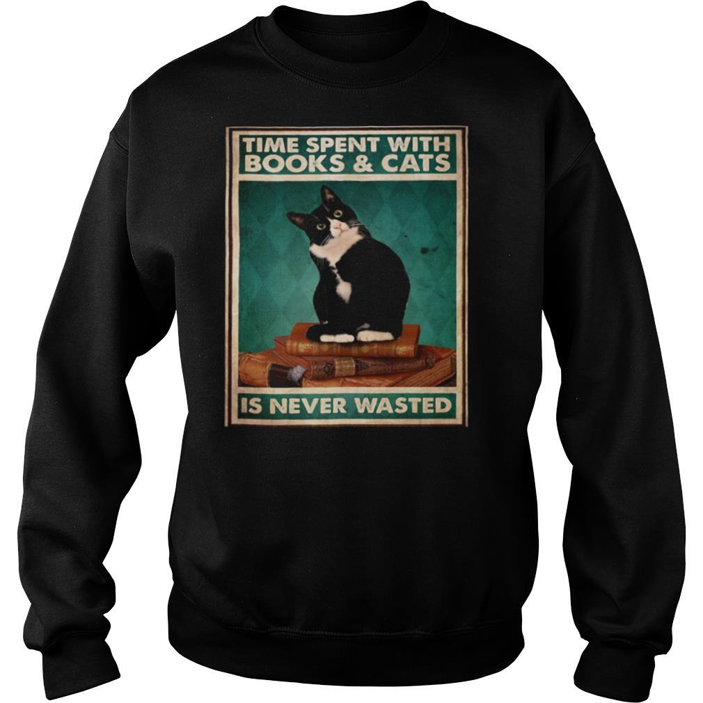 Time Spent With Books And Cats Is Never Wasted shirt