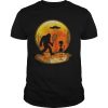 Bigfoot and alien badminton sunset shirt