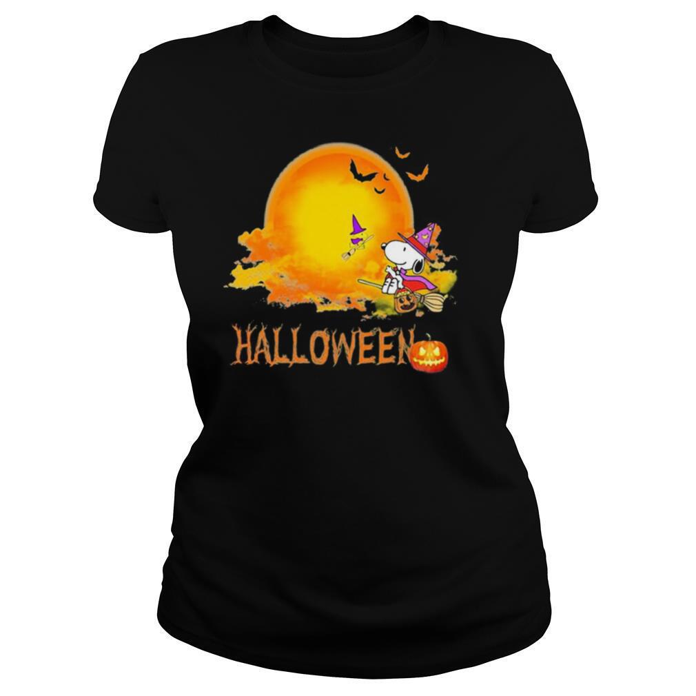 Halloween snoopy and woodstock witch moon shirt
