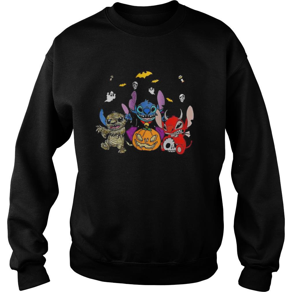 Halloween stitch bat and pumpkin shirt