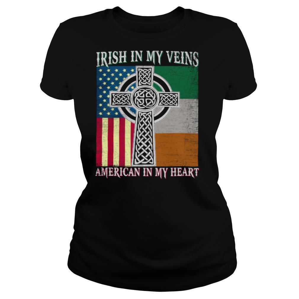 Ireland flag Irish in my veins american in my heart flag shirt