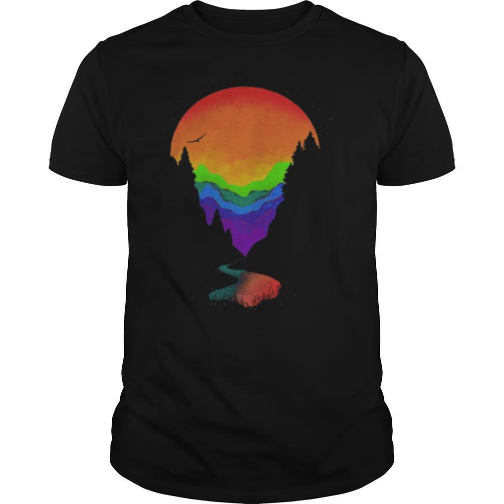 Lgbt rainbow moon mountains shirt