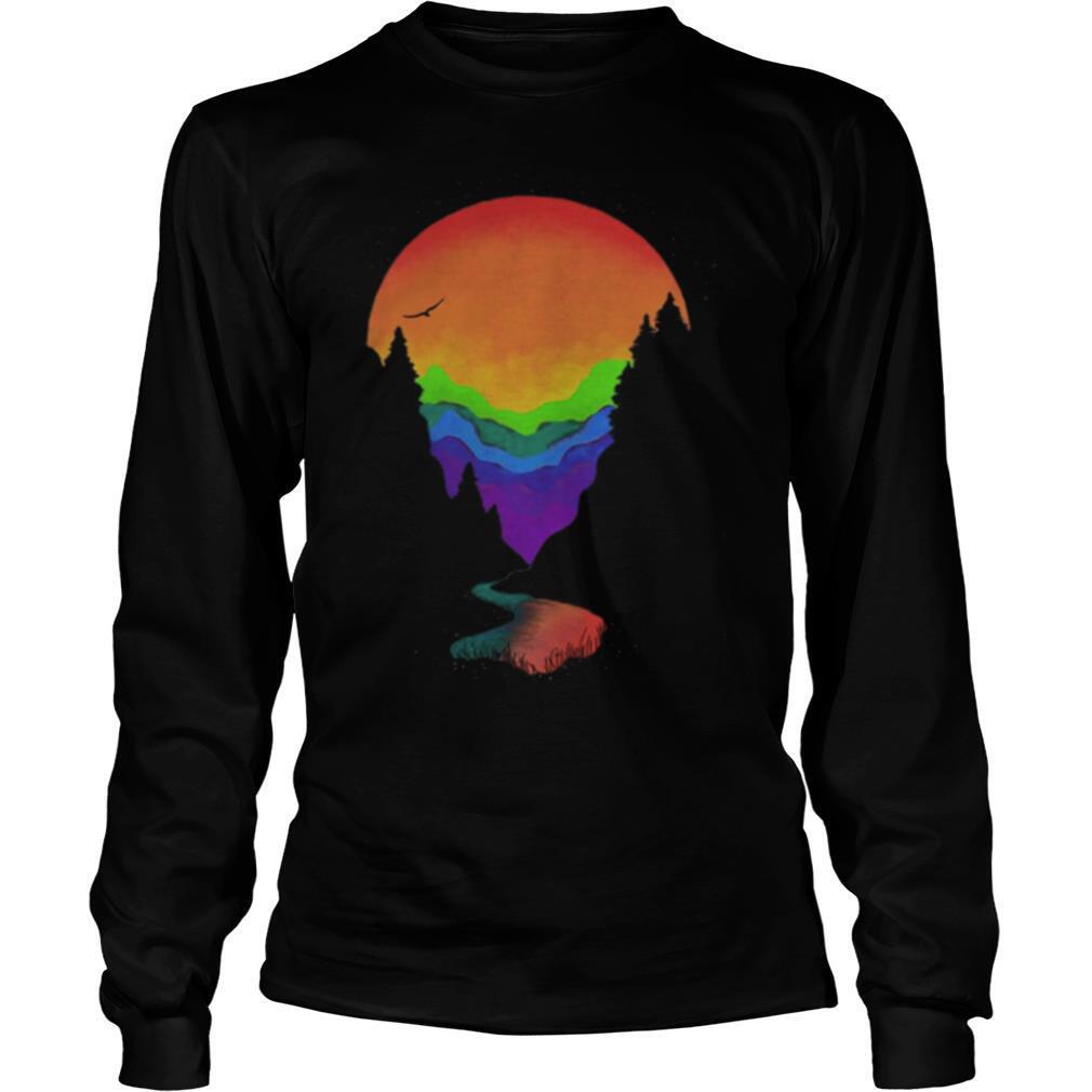 Lgbt rainbow moon mountains shirt