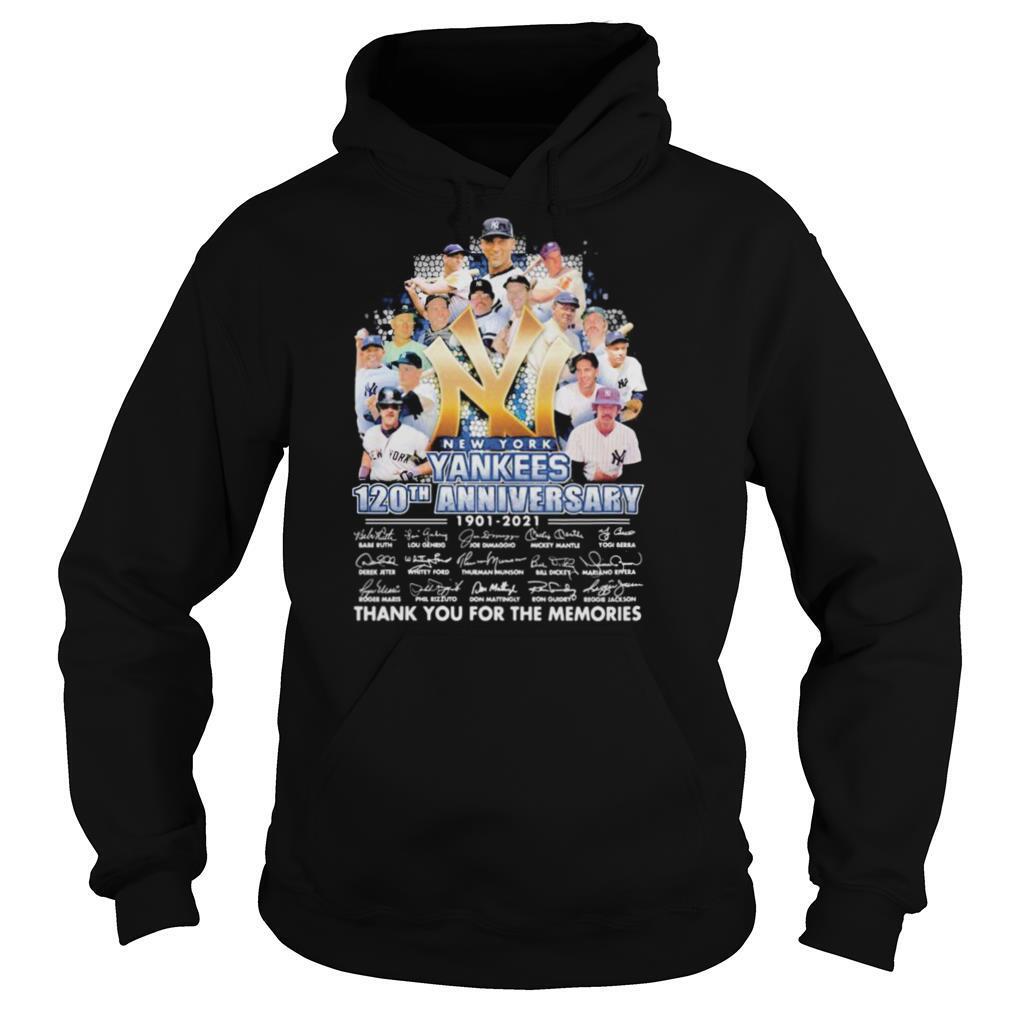 New york yankees 120th anniversary 1901 2021 thank you for the memories signatures shirt