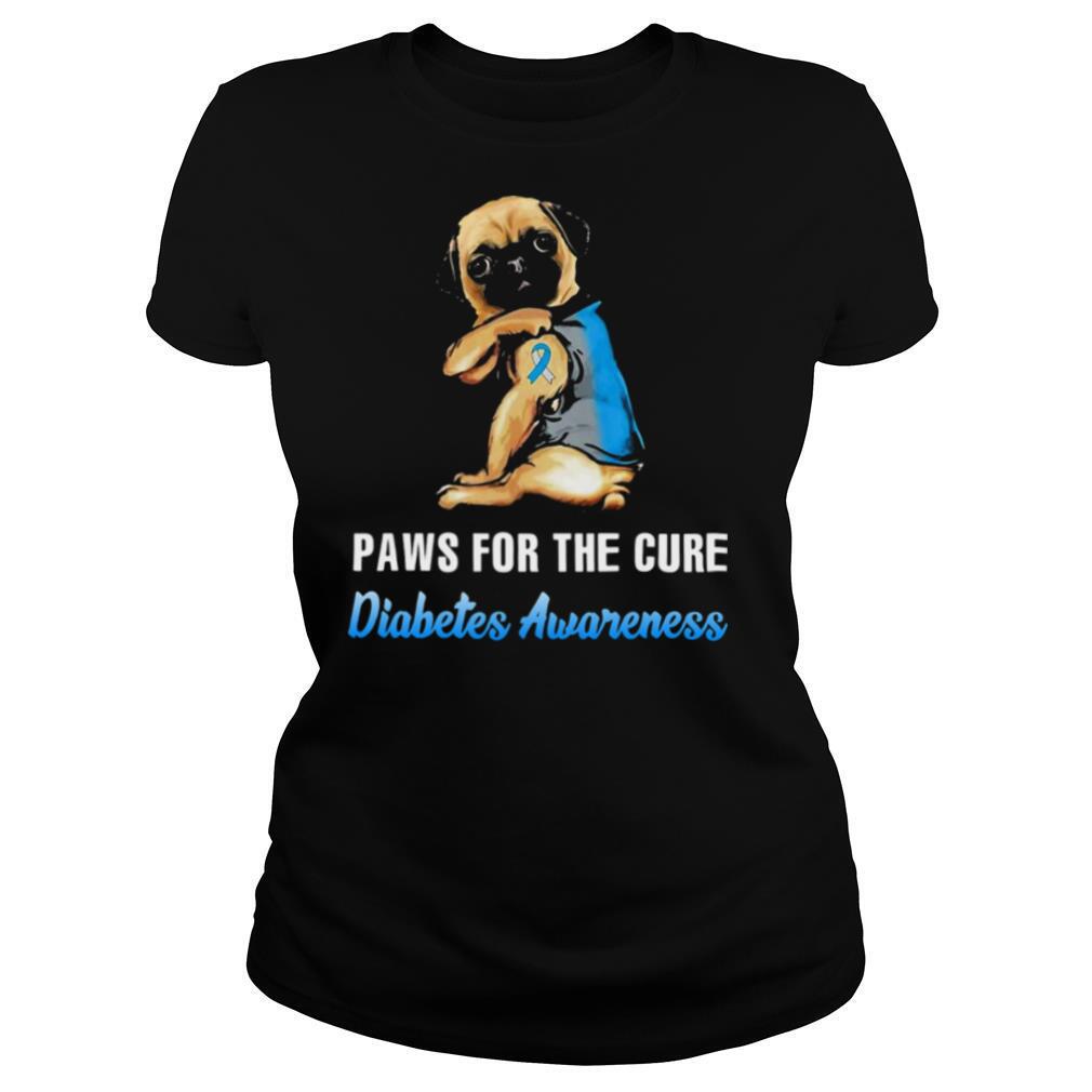 Paws For The Cure Diabetes Awareness Pug shirt