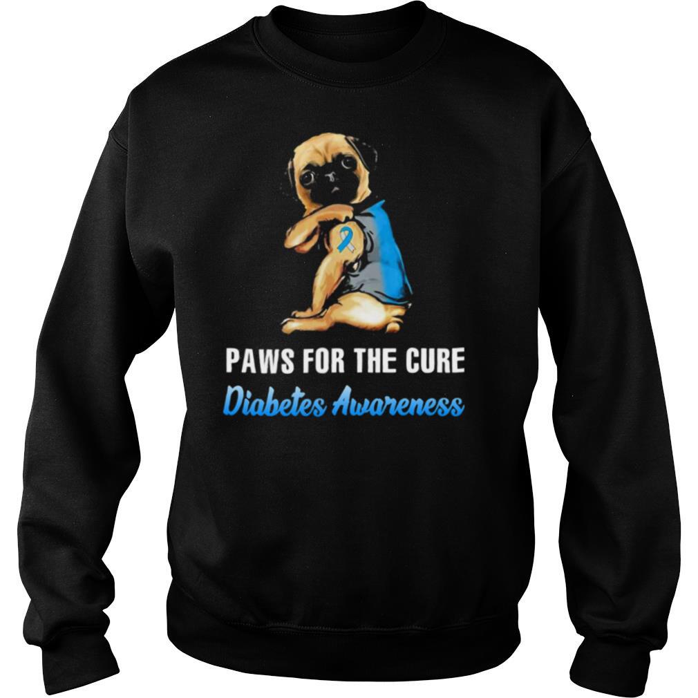Paws For The Cure Diabetes Awareness Pug shirt