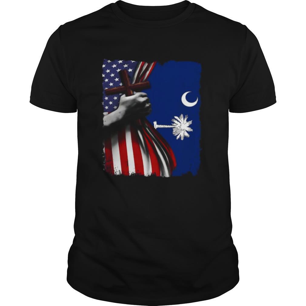 South carolina american flag cross happy independence day shirt