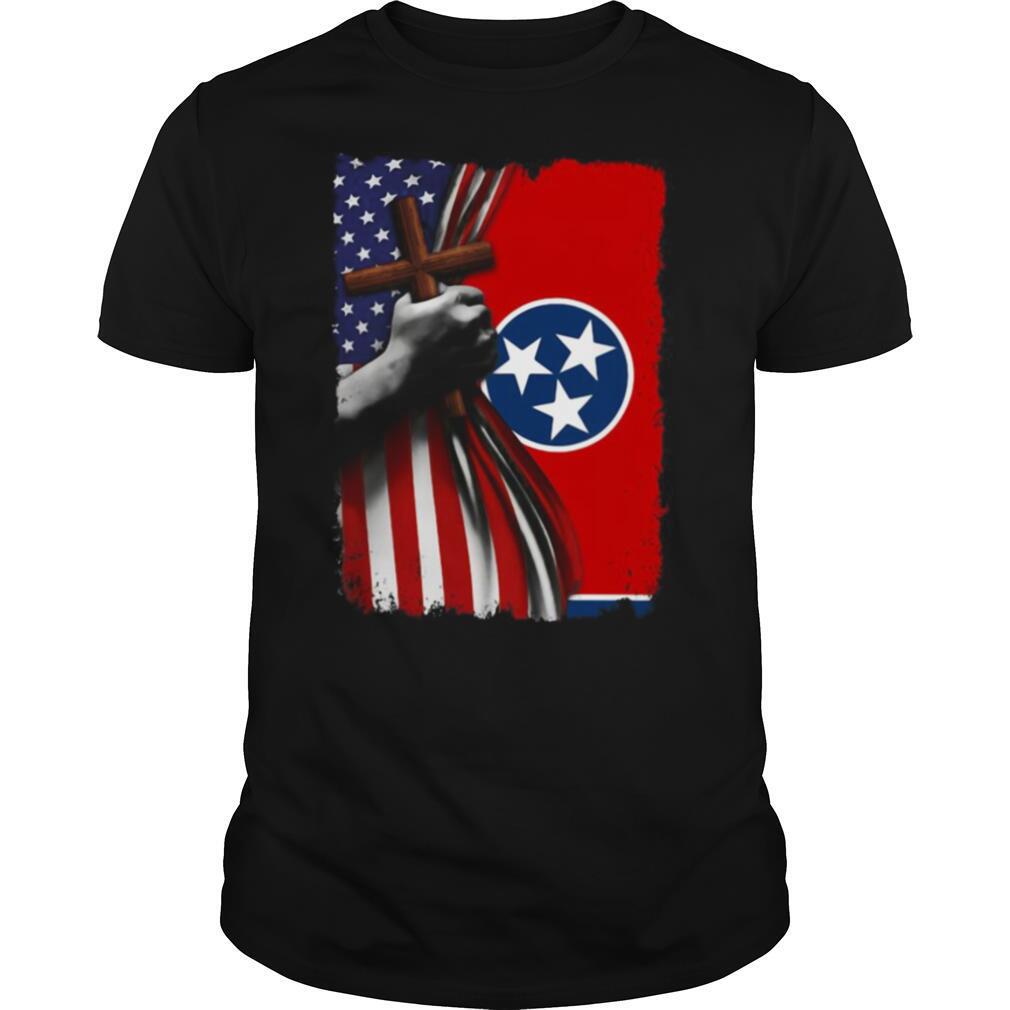 Tennessee american flag cross happy independence day shirt