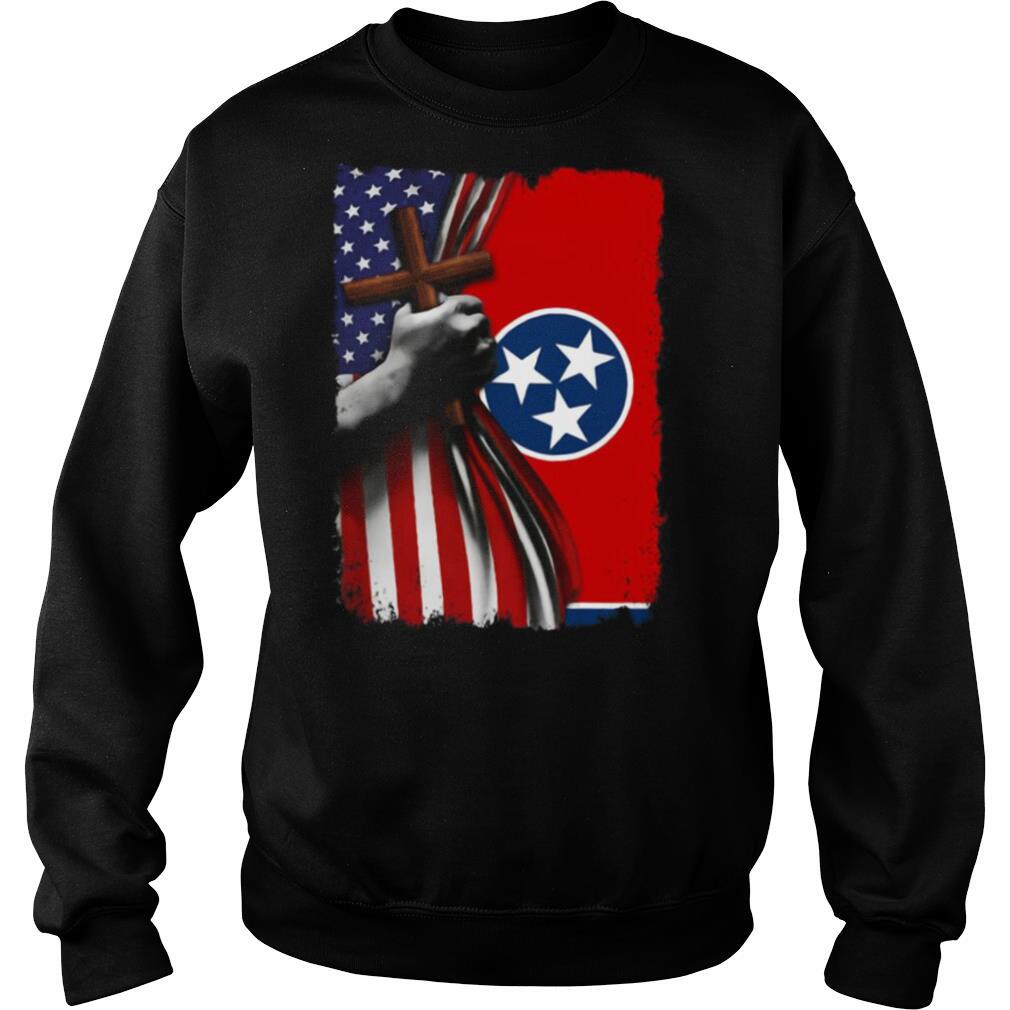 Tennessee american flag cross happy independence day shirt