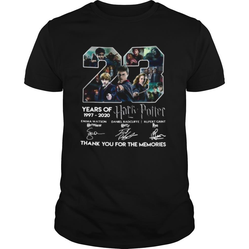 23 years of 1997 2020 harry potter thank you for the memories signatures shirt