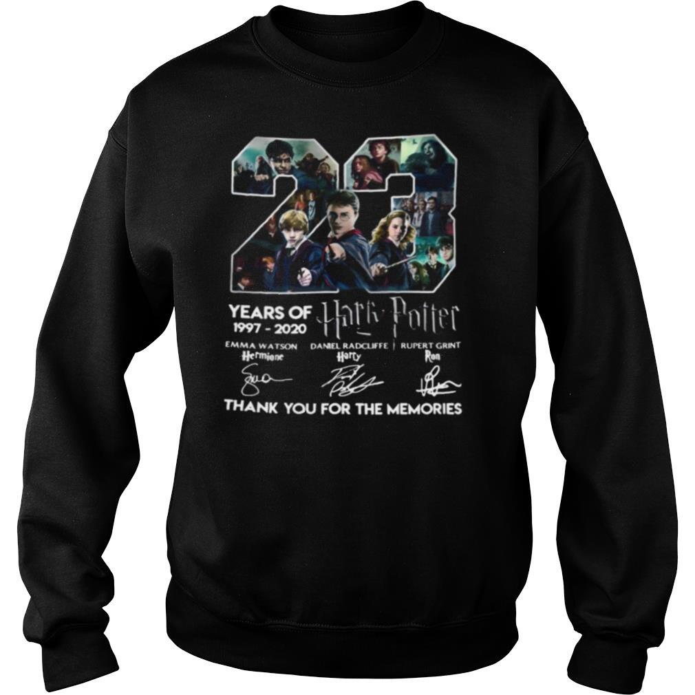 23 years of 1997 2020 harry potter thank you for the memories signatures shirt