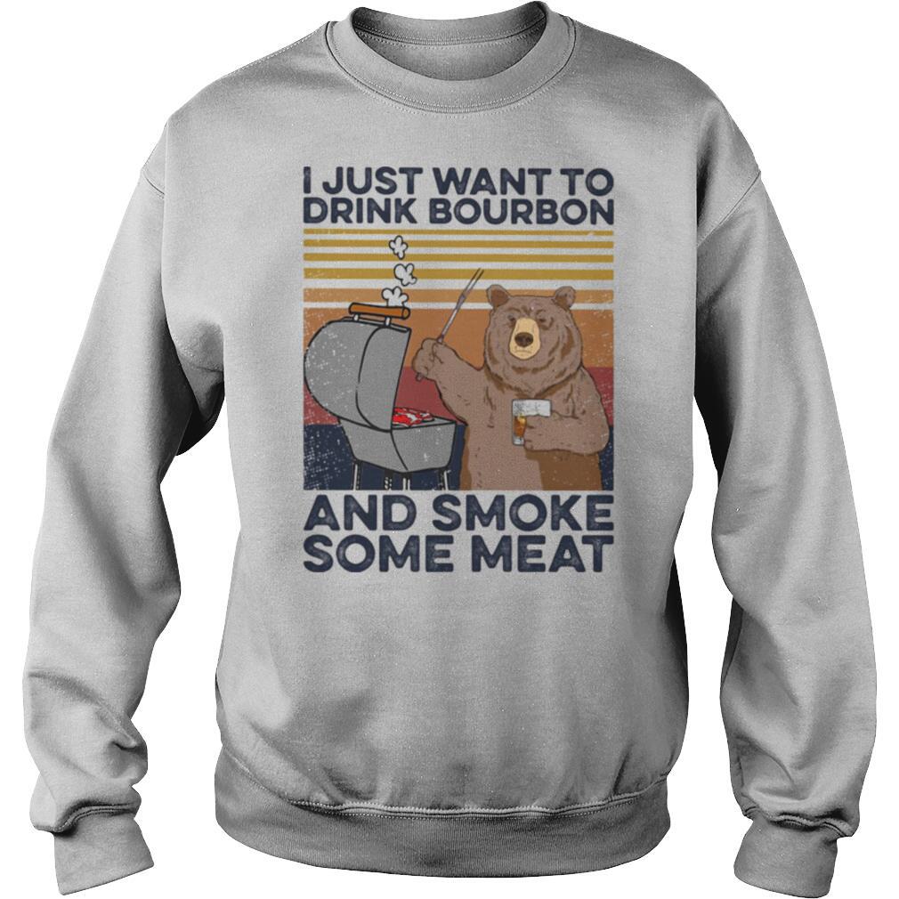 Bear I just want to drink bourbon and smoke some meat vintage retro shirt