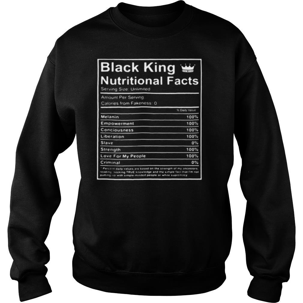 Black king nutritional facts shirt