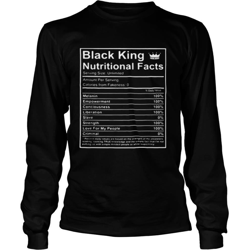 Black king nutritional facts shirt