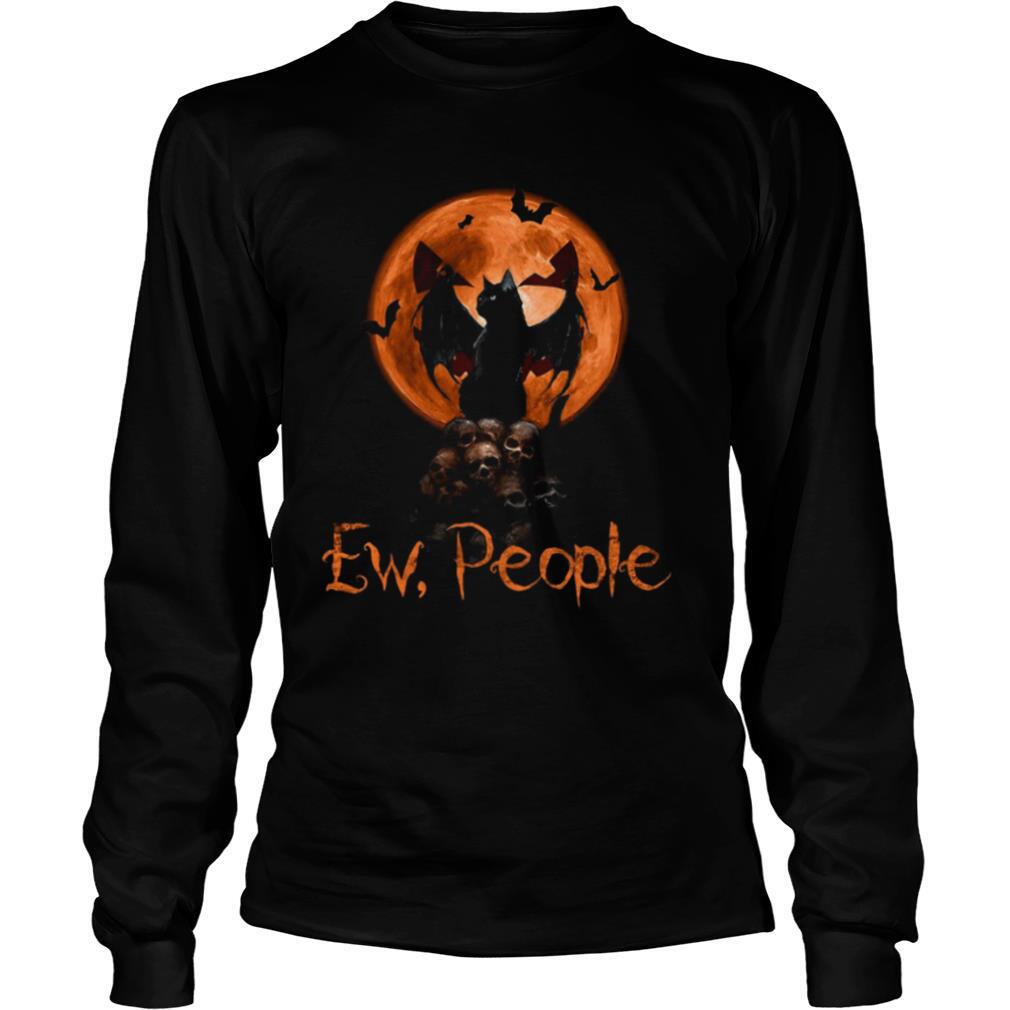 Ew People Black Cat Bats Moon Skull Halloween shirt