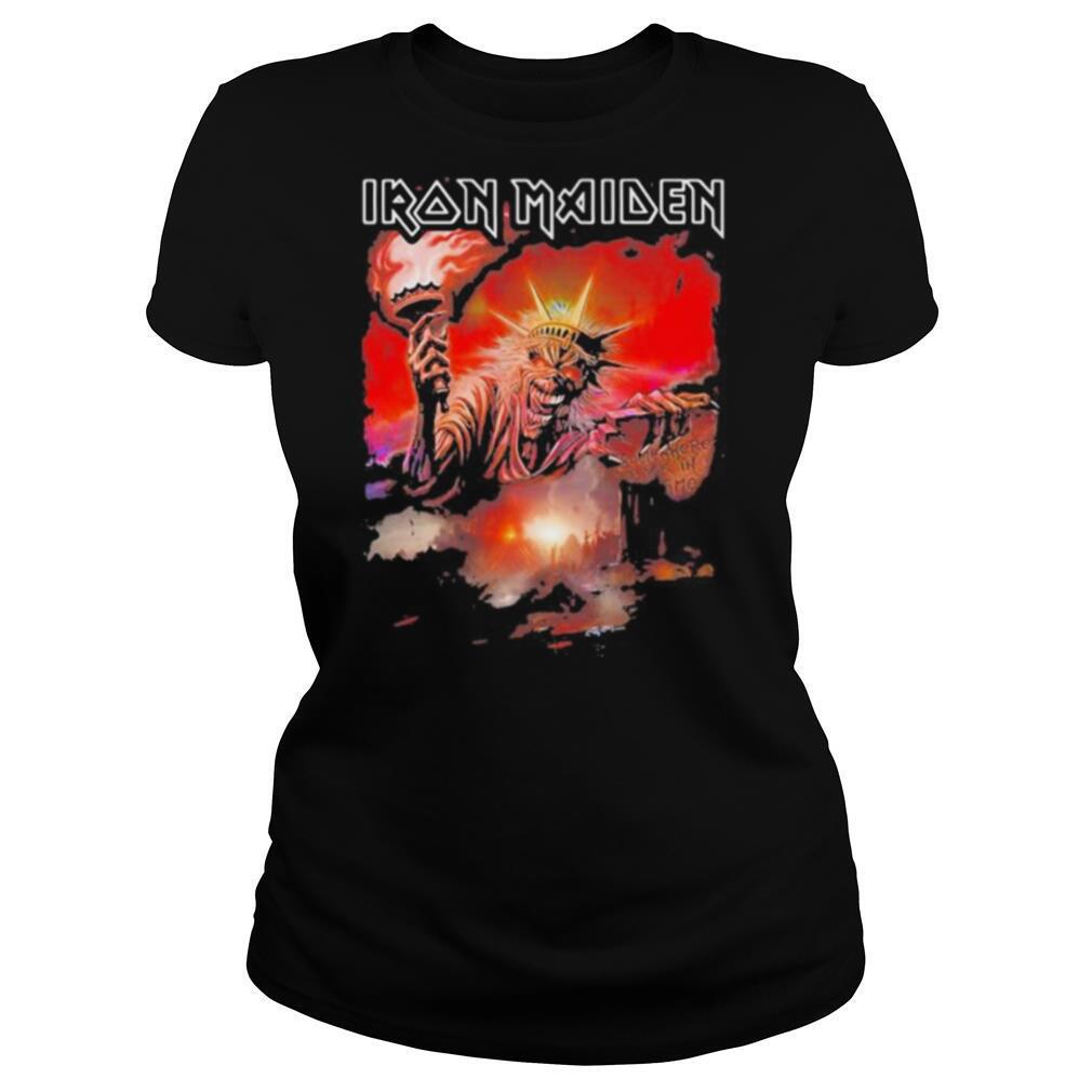 Iron maiden band skeleton the statue of liberty shirt