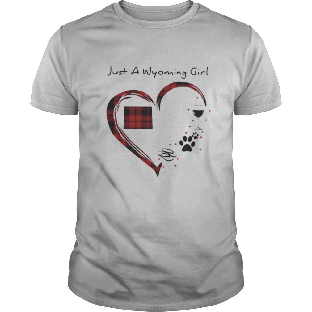 Just A Wyoming Girl Love Flip Flop Dog Wine Wyoming Map shirt