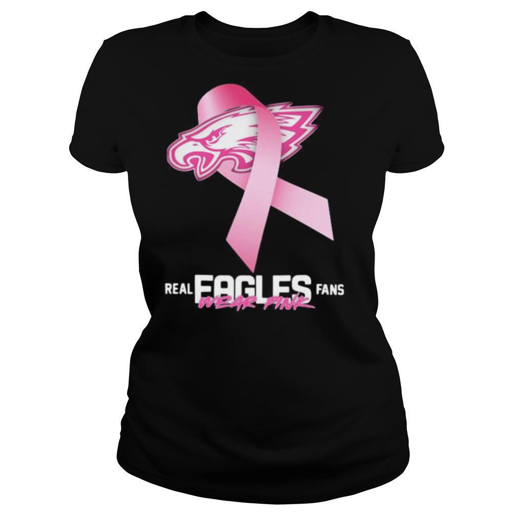 Real eagles fans wear pink logo cancer awareness shirt