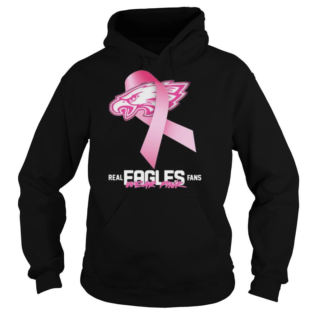 Real eagles fans wear pink logo cancer awareness shirt