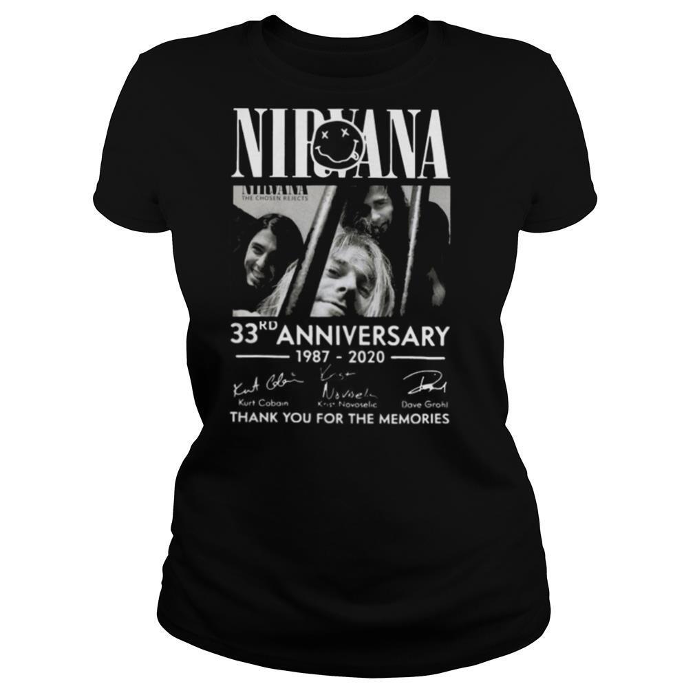 The Nirvana 33rd Anniversary 1987 2020 Thank You For The Memories Signatures shirt
