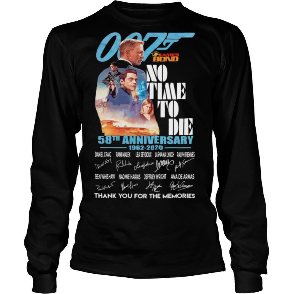 007 James Bond No Time To Die 58th Anniversary 1962 2020 Thank You For The Memories Signatures shirt
