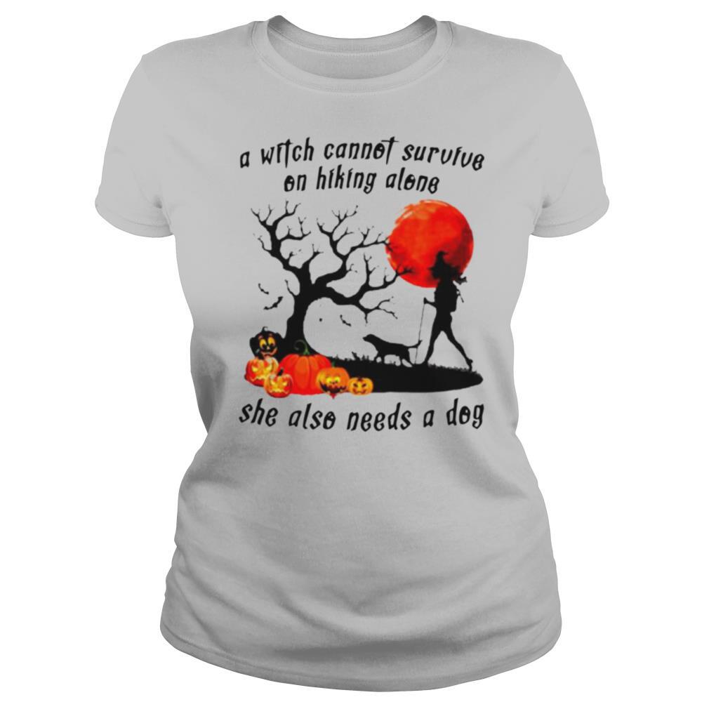 A Witch Cannot Survive On Hiking Alone She Also Needs A Dog Halloween shirt