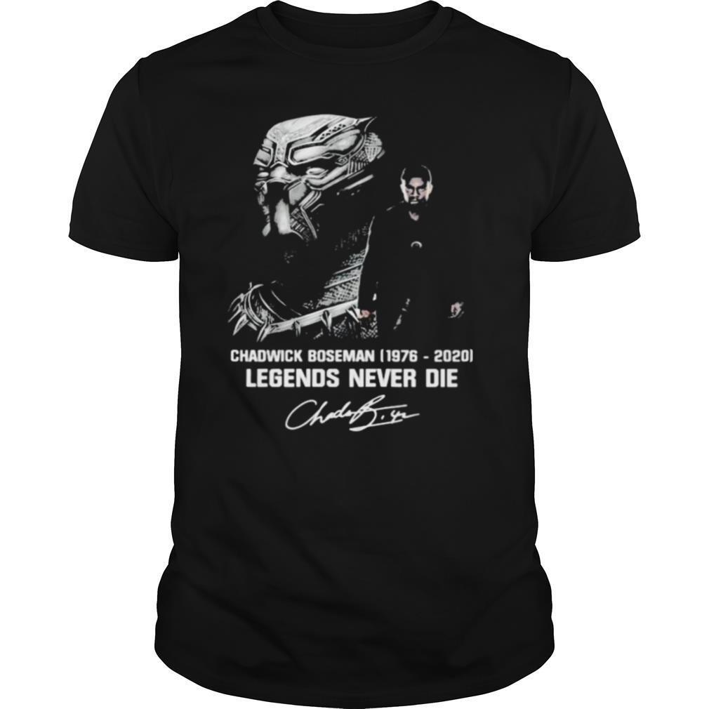 Black panther rip chadwick 1977 2020 legends never die signature shirt