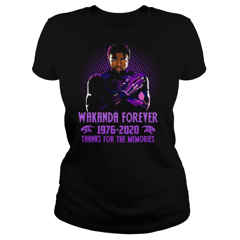 Black panther rip chadwick wakanda forever 1976 2020 thanks for the memories shirt
