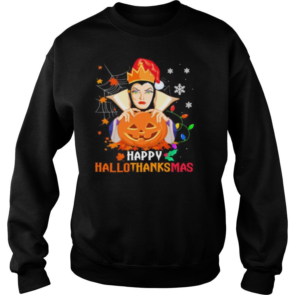 Evil queen happy hallothanksmas halloween thanksgiving christmas shirt