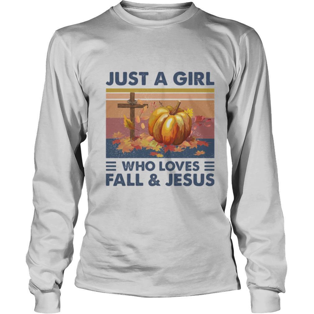 Just A Girl Who Loves Fall And Jesus Pumpkin Vintage Retro shirt
