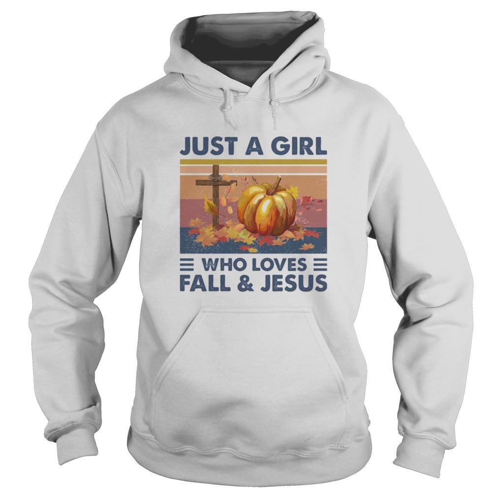 Just A Girl Who Loves Fall And Jesus Pumpkin Vintage Retro shirt