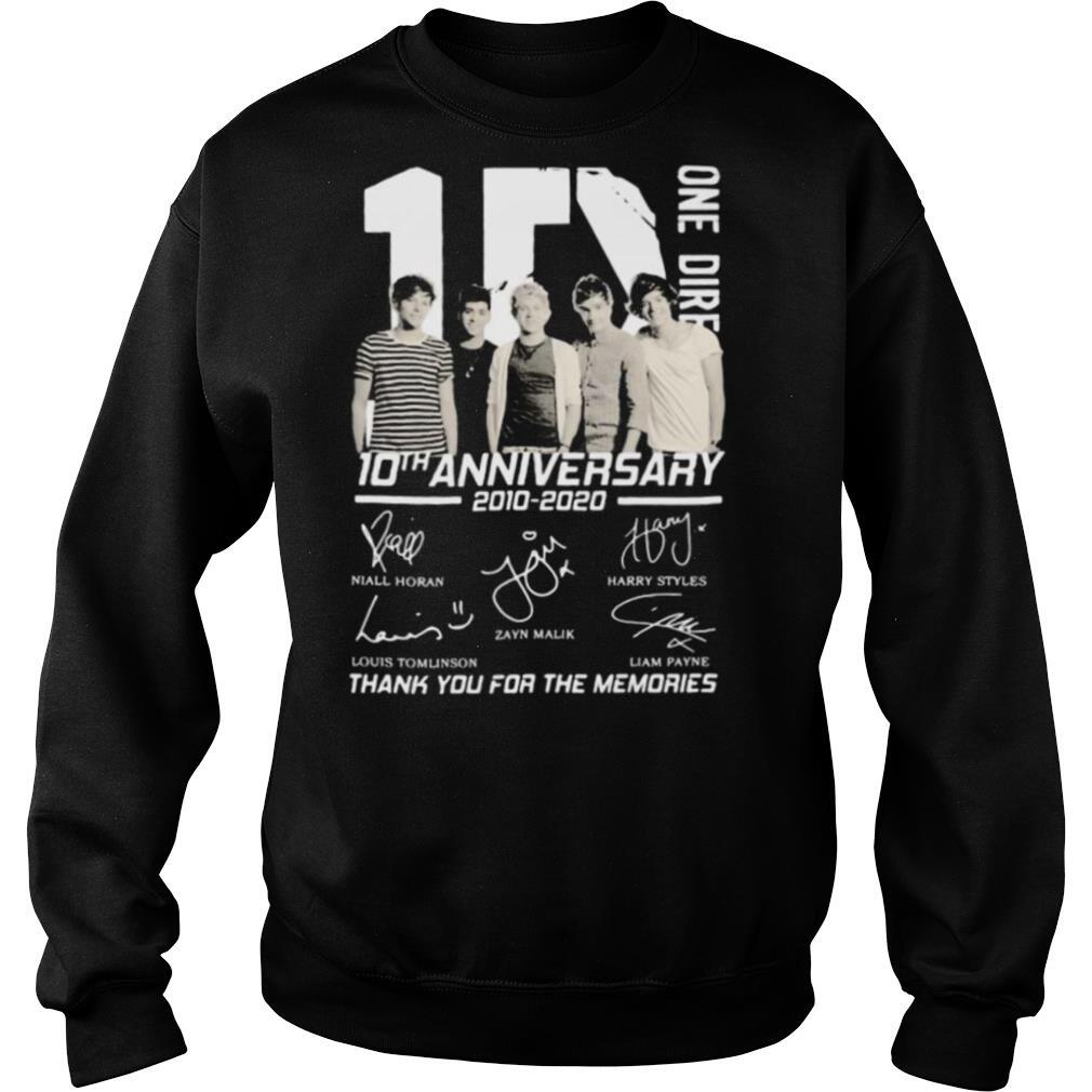 One direction 10th anniversary 2010 2020 thank for the memories signatures shirt