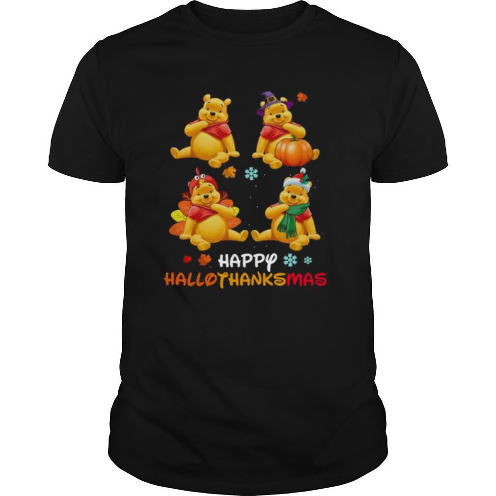 Pooh Disney Halloween And Merry Christmas Happy Hallothanksmas shirt