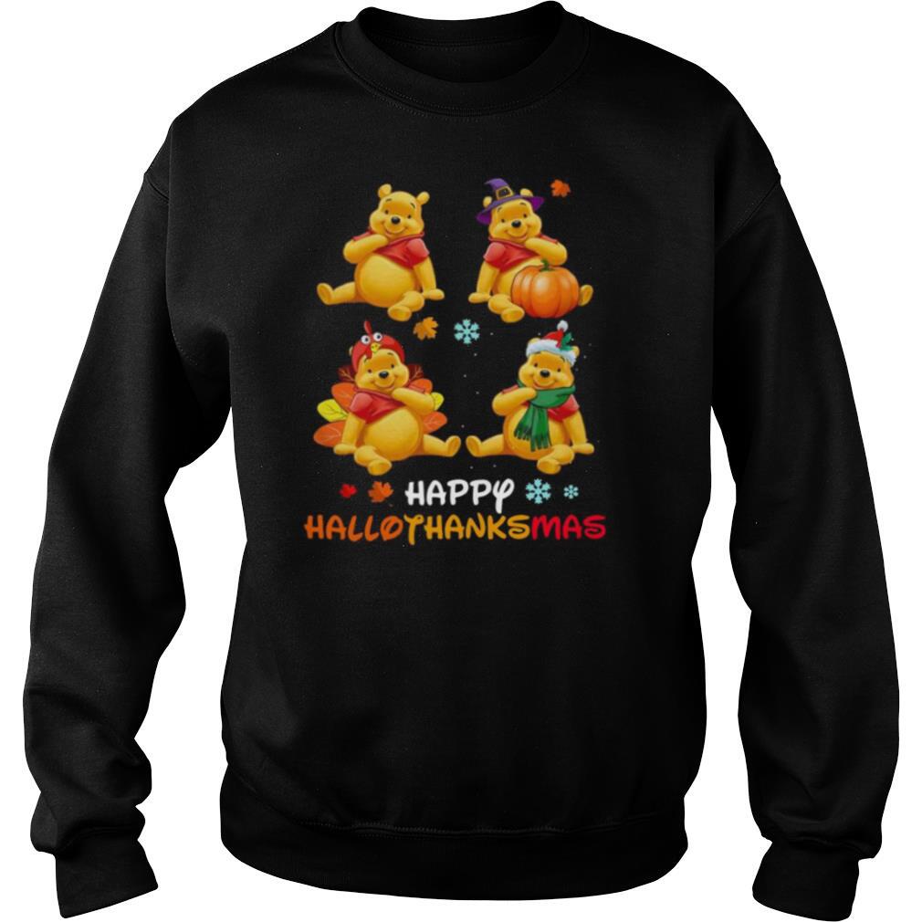 Pooh Disney Halloween And Merry Christmas Happy Hallothanksmas shirt