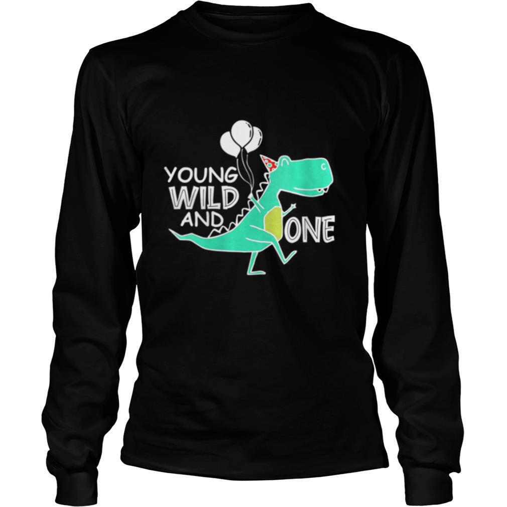 Young wild and one trex birthday dinosaur 1st birthday shirt