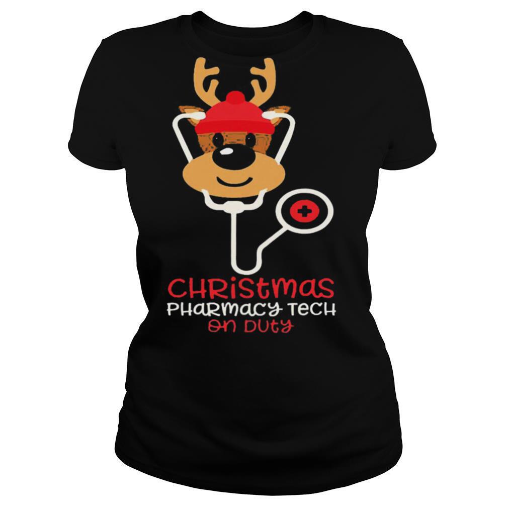 Christmas Pharmacy Tech On Duty Reindeer Nurse shirt