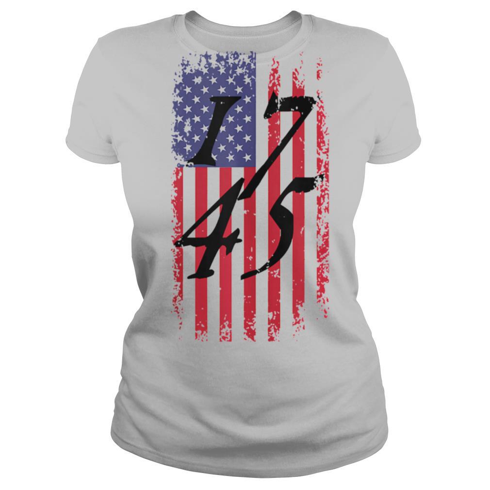 Distressed 17 45 USA Flag Patriotic President Donald Trump shirt
