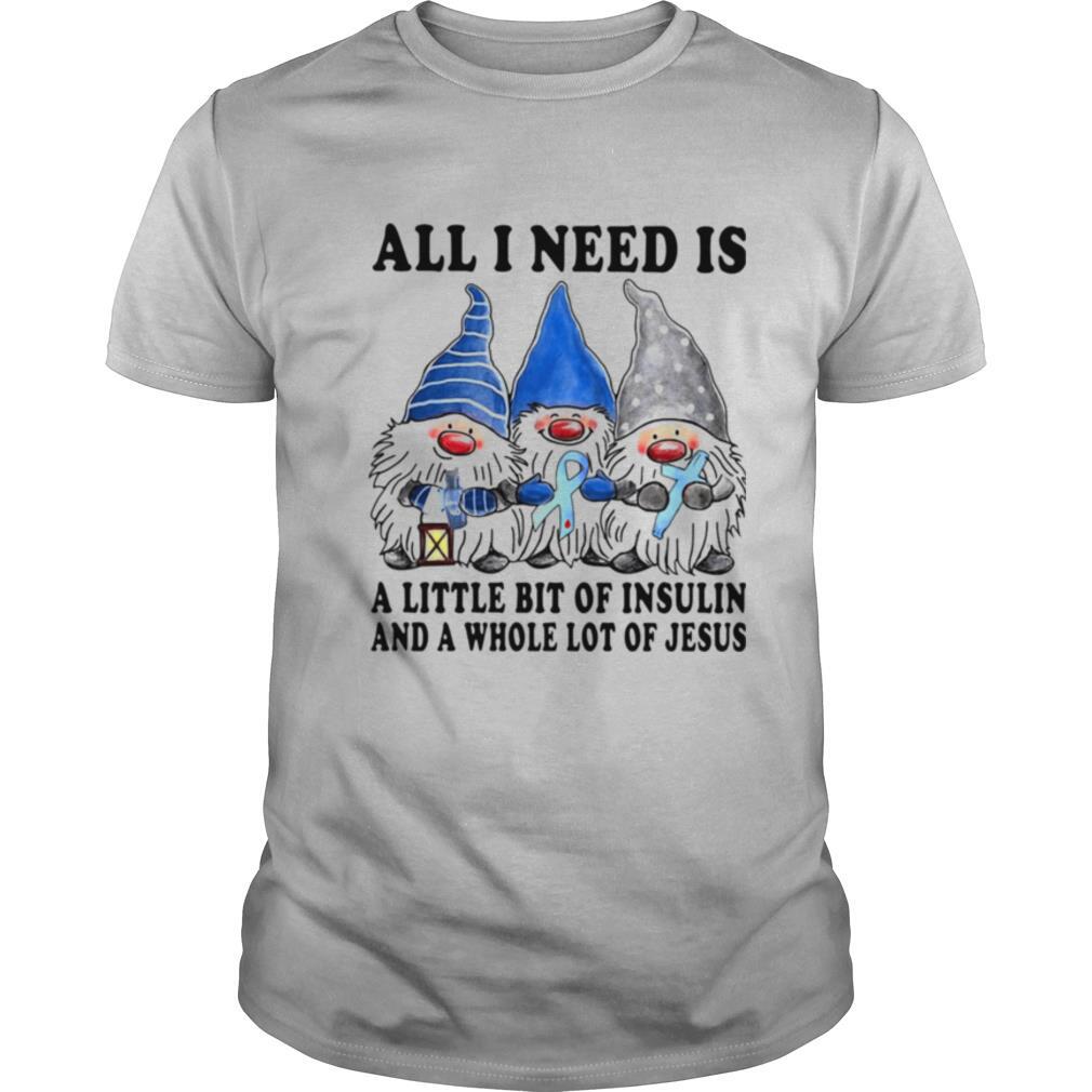 Gnomes All I Need Is A Little Bit Of Insulin And A Whole Lot Of Jesus shirt