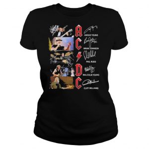 ACDC Angus Young Brian Johnson Phil Rudo Malcolm Young Cliff Williams Signatures shirt