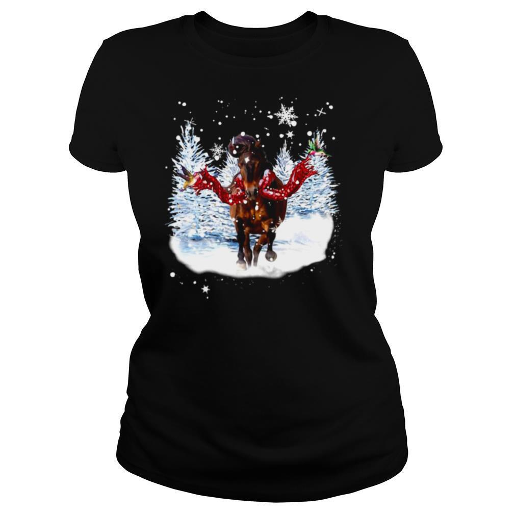 Horse Warm Red Scarf For Horse Lover Merry Christmas shirt