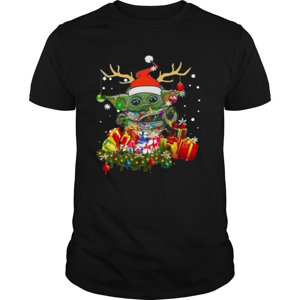 Baby Yoda Hat Santa Reindeer Christmas Gift shirt