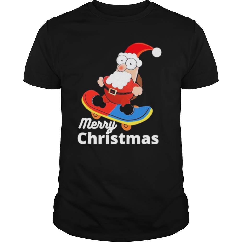 Christmas skateboarding santa shirt