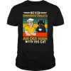 Never underestimate and old man with his tuxedo cat vintage shirt