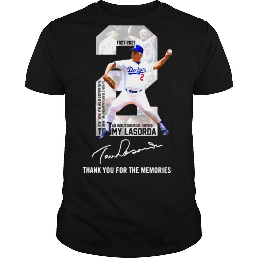 2 Tommy Lasorda 1936 2021 Los Angeles Dodgers Thank You For The Memories Signature shirt