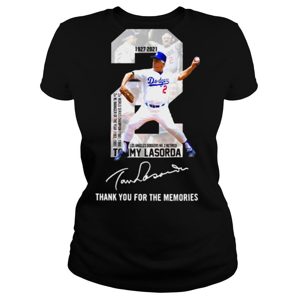 2 Tommy Lasorda 1936 2021 Los Angeles Dodgers Thank You For The Memories Signature shirt