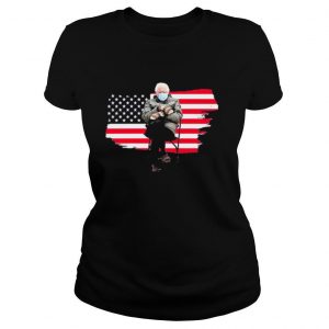 Bernie sanders mittens in the cold us flag shirt