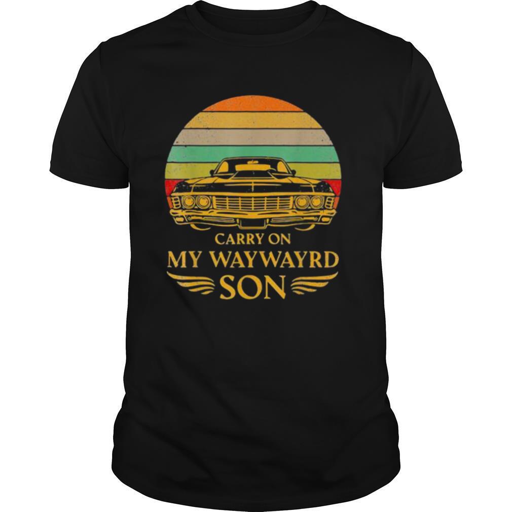Carry On My Waywayrd Son Car Vintage Sunset shirt
